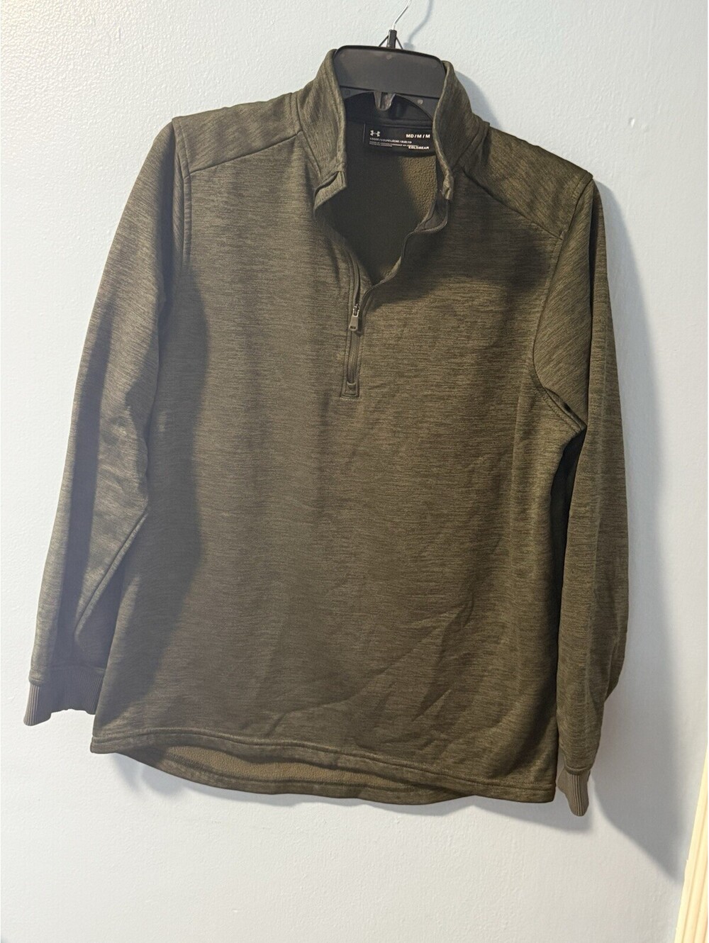 Mens UNDER ARMOUR Coldgear Loose Fit Pullover 1/4 Zip Shirt Size Medium Green
